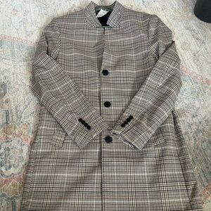 H&M Men's Black and White Plaid Trench Coat
